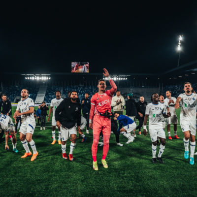 23.05.2023, Lausanne, Stade de la Tuiliere, Challenge League: FC Lausanne-Sport - FC Wil 1900, Lausanne celebrate after the game